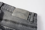 PURPLE  Men Streetwear Distressed Grey Skinny Jeanswith Color Paint Splatter and Knee Rips 9107