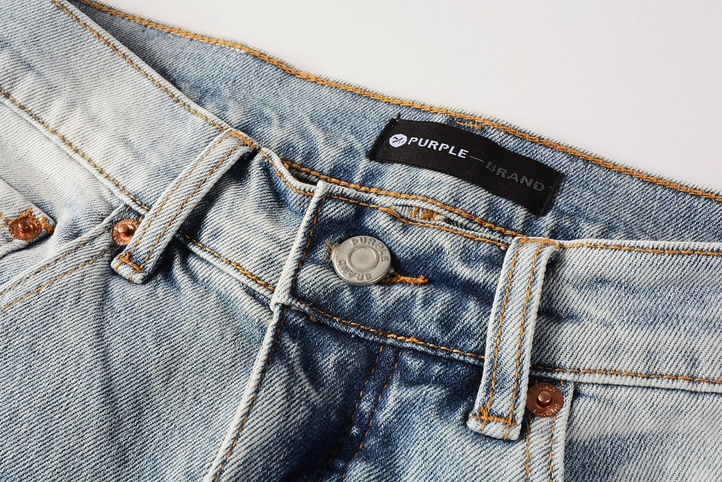 PURPLE  Men Streetwear Jeans Light Blue Paint Splash Distressed Ripped skinny 9100