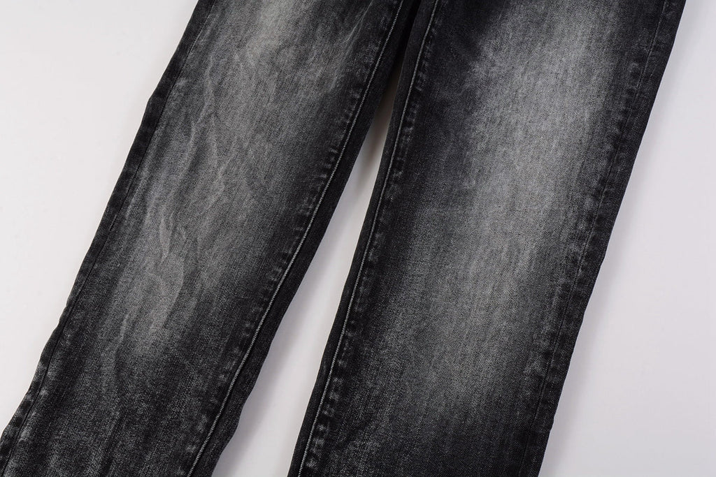 PURPLE  Men Streetwear Skinny Jeans Dark Gray Wash with Minimalist Style 9019
