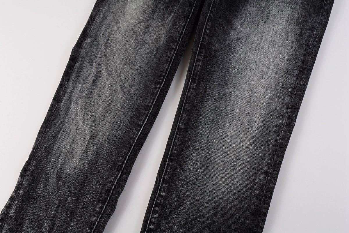 PURPLE  Men Streetwear Skinny Jeans Dark Gray Wash with Minimalist Style 9019