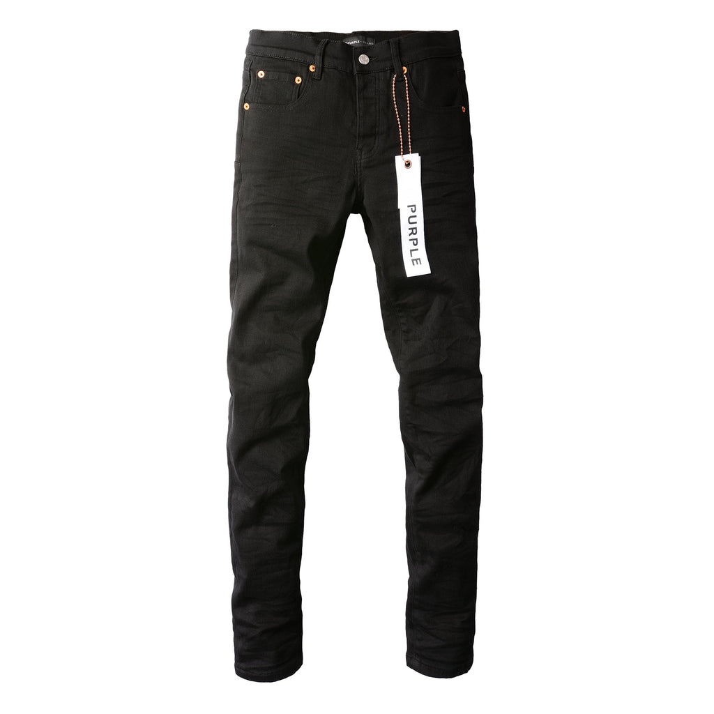 PURPLE  Men Streetwear Skinny Jeans Black Wash with Clean Minimalist Style 9023
