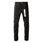 PURPLE  Men Streetwear Skinny Jeans Black Wash with Clean Minimalist Style 9023