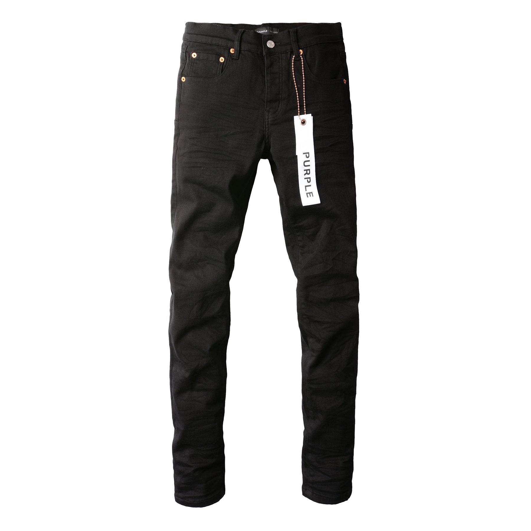 PURPLE  Men Streetwear Skinny Jeans Black Wash with Clean Minimalist Style 9023