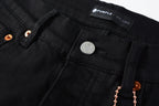 PURPLE  Men Streetwear Skinny Jeans Black Wash with Clean Minimalist Style 9023