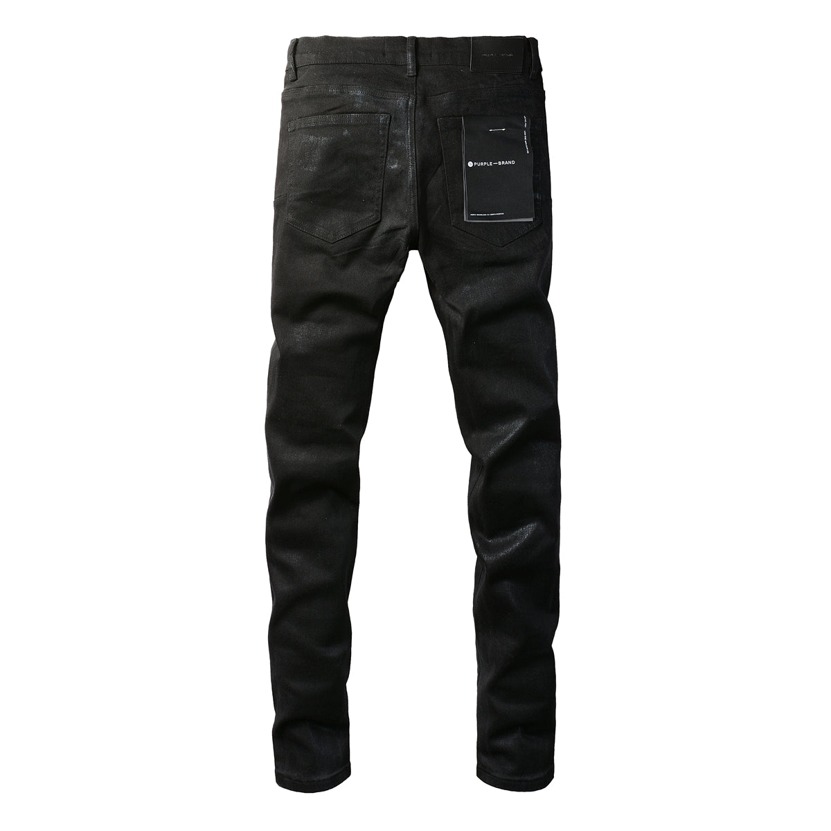 PURPLE  Men Streetwear Skinny Jeans Black Wash with Subtle Sheen and Tag Accent 9082