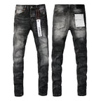 PURPLE  Men Streetwear Skinny Jeans Dark Gray Wash with Minimalist Style 9019
