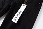 PURPLE  Men Streetwear Skinny Jeans Black Wash with Distressed Rip Details 9022
