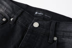 PURPLE  Men Streetwear Jeans Distressed Black Paint Splash Patch Ripped skinny 9099