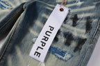 PURPLE  Men Classic Streetwear Jeans DistressedBlue Paint Slash Skinny 9037