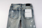 PURPLE  Designer Women Purple High Street Purple Denim Black Long Mid Pants Hole for Men Purple Jeans 9043