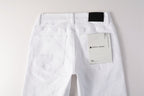 PURPLE   Men Streetwear Skinny Jeans White Wash with Minimalist Textured Finish 9024