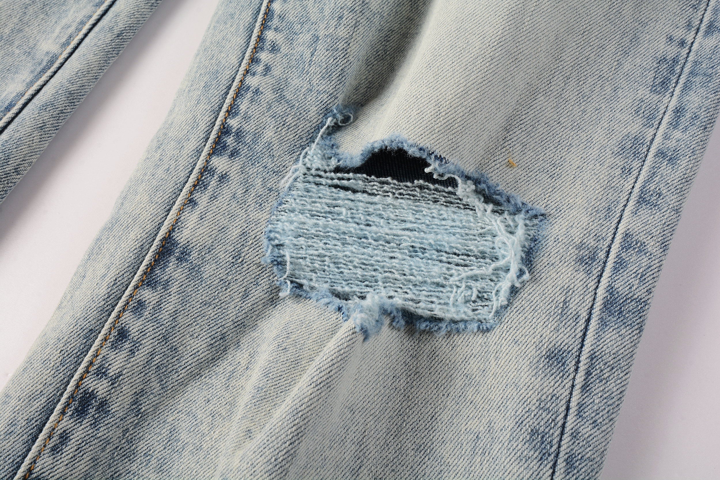 PURPLE  Men Streetwear Jeans Distressed Light Blue Abstract Ripped skinny 9093