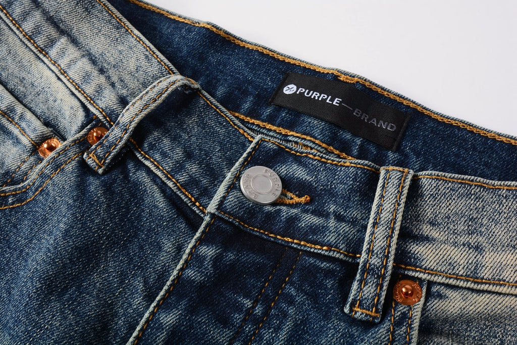 PURPLE  Men Classic Streetwear Jeans Light Washed Distressed skinny Fit 9097