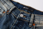 PURPLE  Men Classic Streetwear Jeans Light Washed Distressed skinny Fit 9097