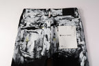 PURPLE  Men Streetwear Skinny Jeans Black and White Graffiti Wash with Multi - Color Paint Accents 9020