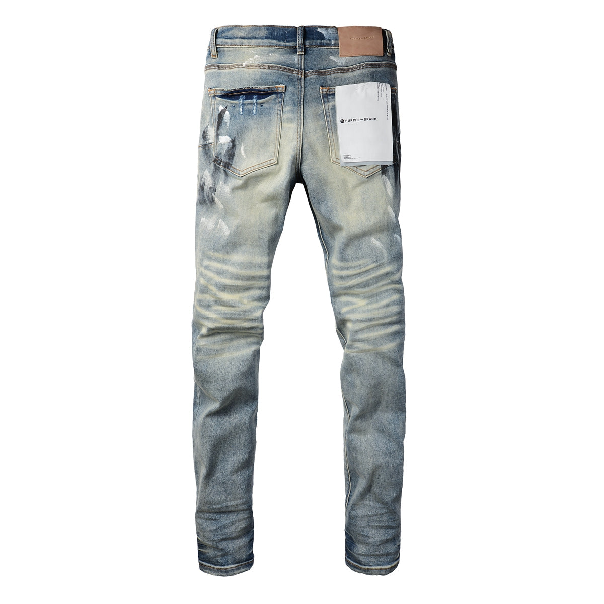 PURPLE  Men Classic Streetwear Jeans DistressedBlue Paint Slash Skinny 9037