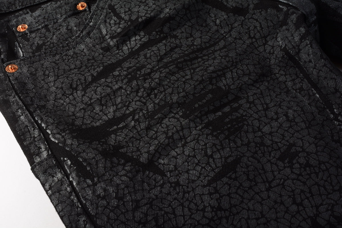 PURPLE  Jeans Coating Texture Personalized Fashion Trend High quality pants 9026