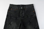 PURPLE  Men Streetwear Wide-Leg Jeans Black Gray Wash with 3D Pinched Pleats