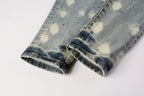 PURPLE   Men Streetwear Jeans Distressed Light Blue Paint Dot Ripped skinny 9092