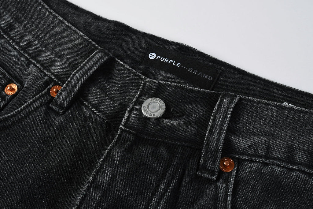 PURPLE  Men Streetwear Wide-Leg Jeans Black Gray Wash with 3D Pinched Pleats