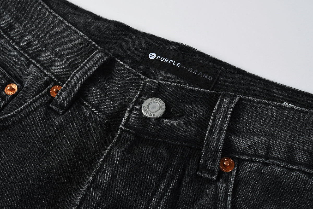 PURPLE  Men Streetwear Wide-Leg Jeans Black Gray Wash with 3D Pinched Pleats