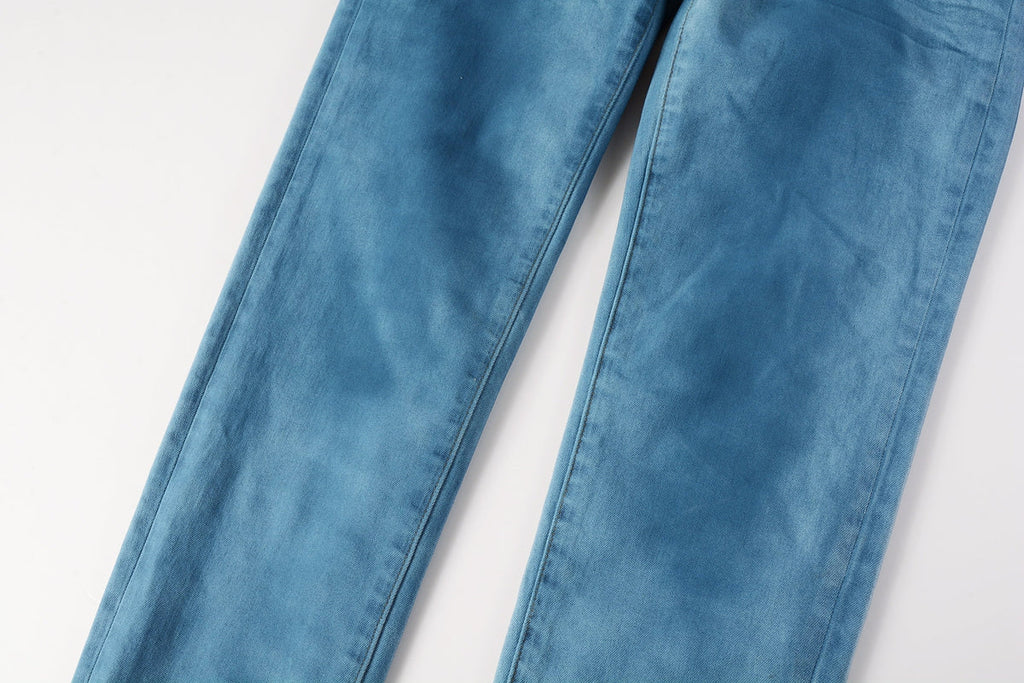 PURPLE  Men classic streetwear Jeans Washed BlueClean Look Skinny Fit 9106
