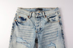 PURPLE  Men Streetwear Jeans Distressed Light Blue Abstract Ripped skinny 9093