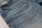 PURPLE  Men Streetwear Skinny Jeans Light Blue Wash with Faded Gradient Finish 9016