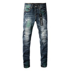 PURPLE  Blue Stretch Jeans 9070 with Medium Elasticity andFull Length Design