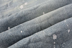 PURPLE   Men Streetwear Skinny Jeans Light Blue Wash with Heavy Distressed Rips and White Paint Splatter 9003