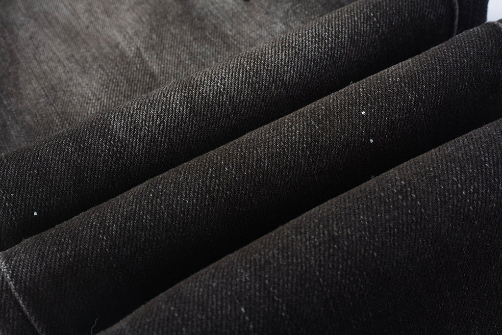 PURPLE  Men Streetwear Skinny Jeans Dark Gray Wash with White Paint Splatter and Distressed Rips 9030