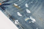 PURPLE  Blue Paint Distressed Jeans 9077 with VintageInspired Worn Look