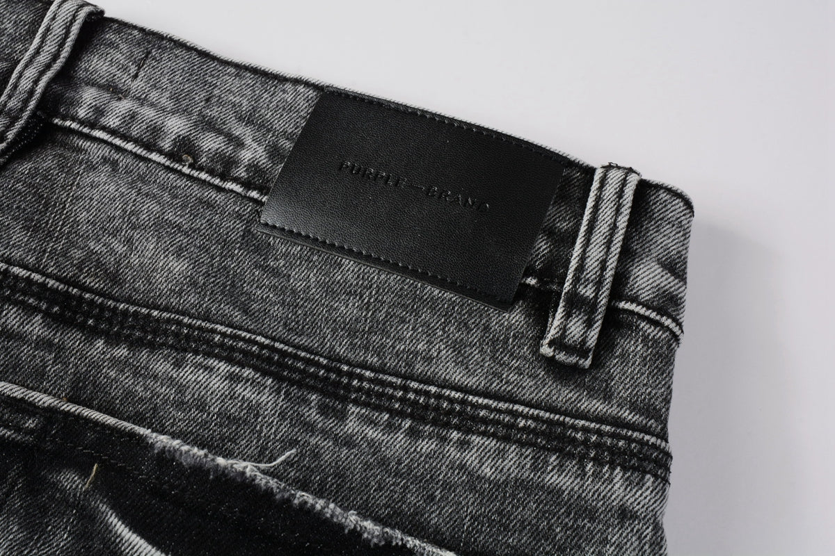 PURPLE  Men Distressed Grey Washed skinny Jeans Ripped Scratch style 9105