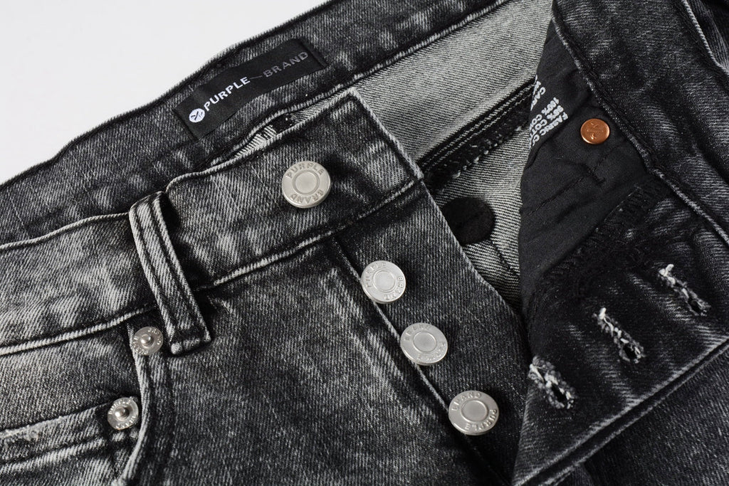 PURPLE  Men Distressed Grey Washed skinny Jeans Ripped Scratch style 9105