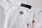 PURPLE   Men Streetwear Skinny Jeans White Wash with Minimalist Textured Finish 9024