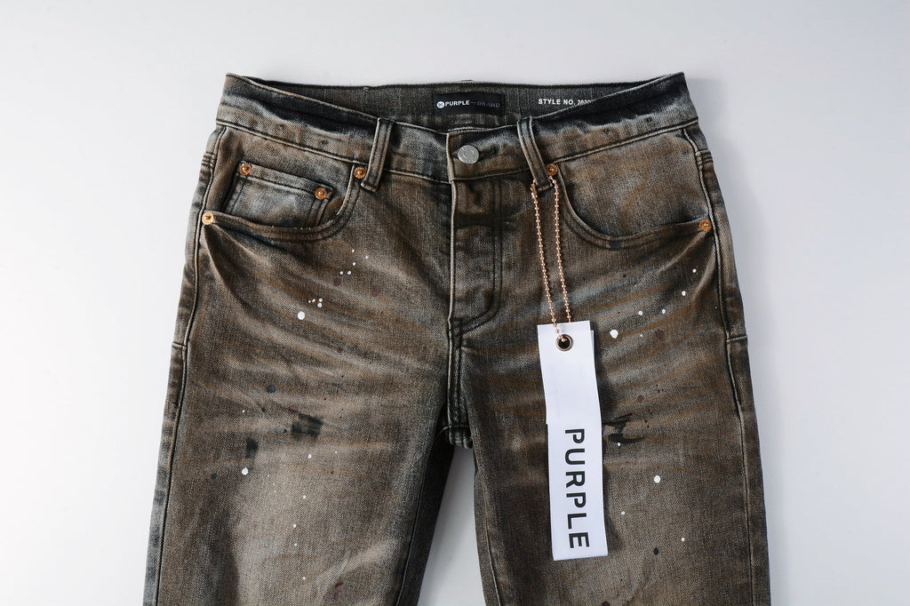 PURPLE  New High Quality Mens Jeans Designer Jeans Fashion Distressed Ripped Denim Cargo For Men High Street Fashion 9031