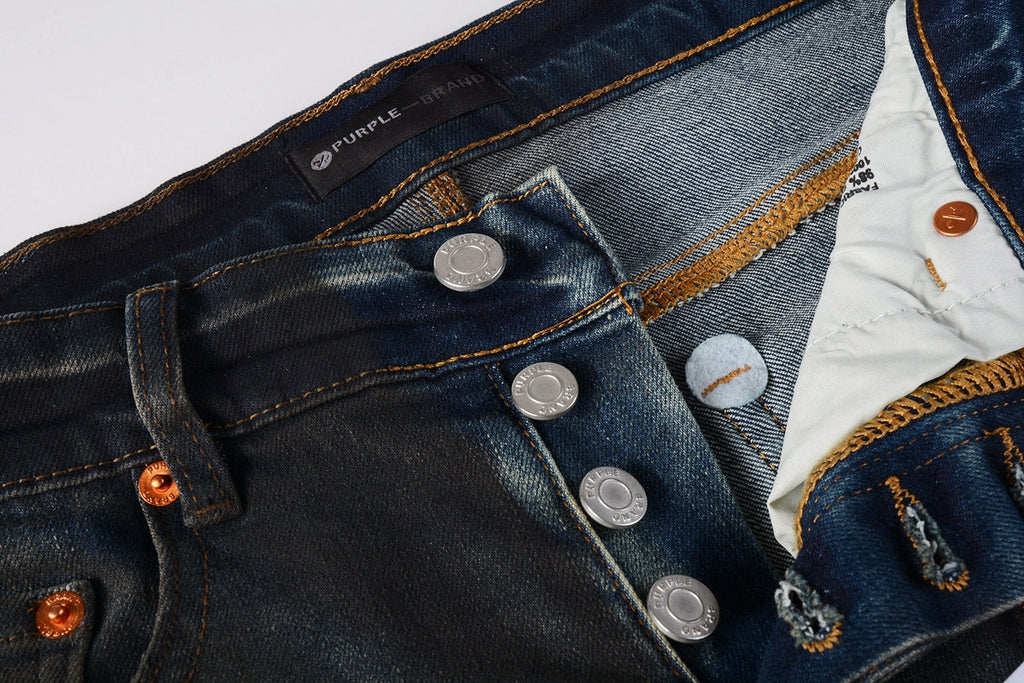 PURPLE  Men Streetwear Skinny Jeans Dark Gray Wash with White Paint Splatter and Brush Strokes 9036