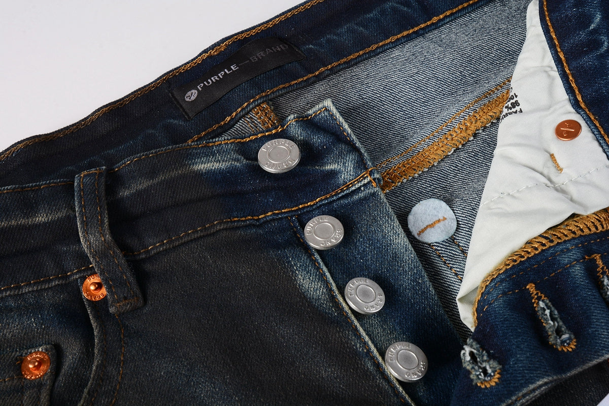 PURPLE  Men Streetwear Skinny Jeans Dark Gray Wash with White Paint Splatter and Brush Strokes 9036