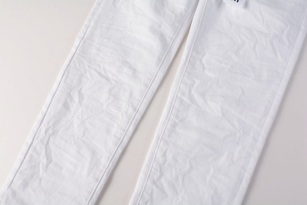 PURPLE   Men Streetwear Skinny Jeans White Wash with Minimalist Textured Finish 9024