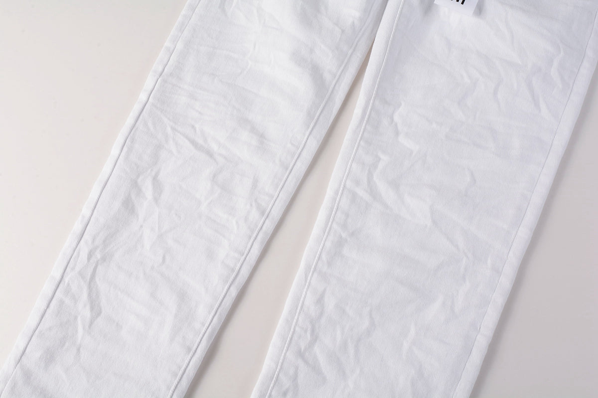 PURPLE   Men Streetwear Skinny Jeans White Wash with Minimalist Textured Finish 9024