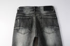 PURPLE  Men Classic Streetwear Jeans Distressed Grey Ripped skinny Fit 9103