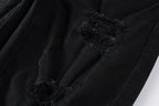 PURPLE  Men Distressed Black Skinny Jeans with Heavy Ripped Design and Grunge Streetwear Vibe 9108