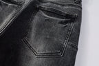 PURPLE  Men Classic Streetwear Jeans Distressed Grey Ripped skinny Fit 9103