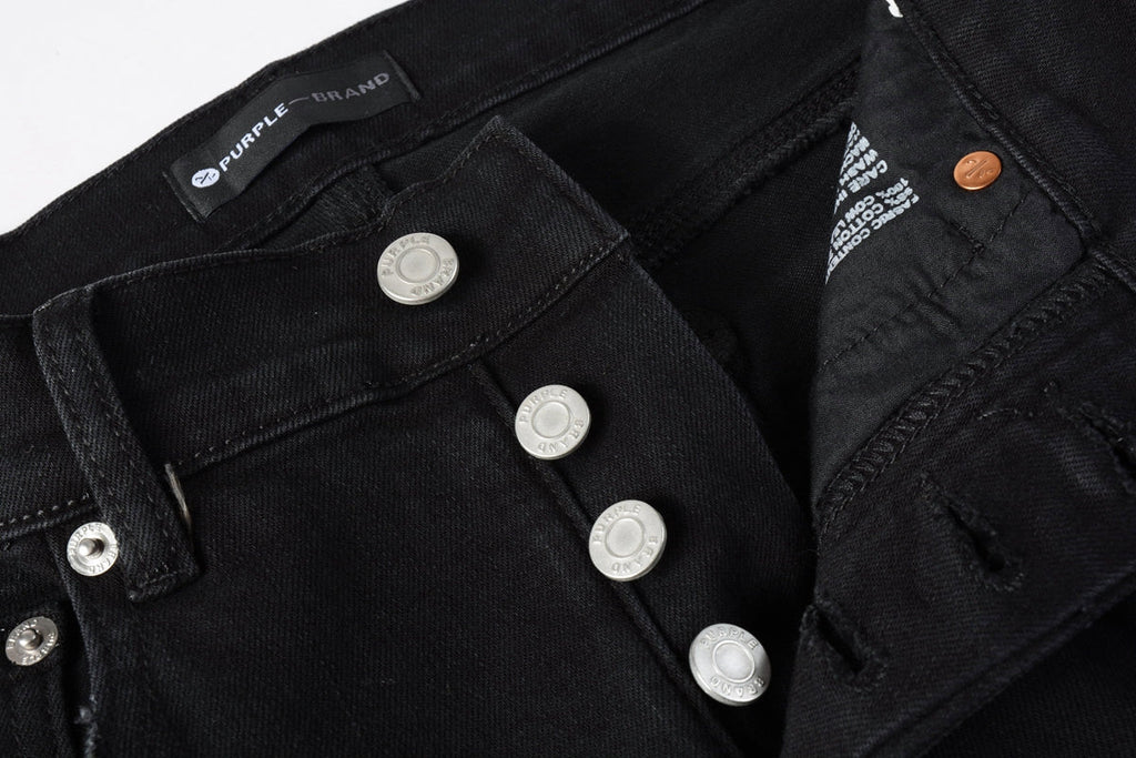 PURPLE  Men Distressed Black Skinny Jeans with Heavy Ripped Design and Grunge Streetwear Vibe 9108