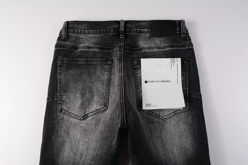 PURPLE  Men Streetwear Skinny Jeans Dark Gray Wash with Minimalist Style 9019