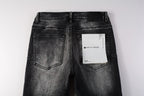 PURPLE  Men Streetwear Skinny Jeans Dark Gray Wash with Minimalist Style 9019