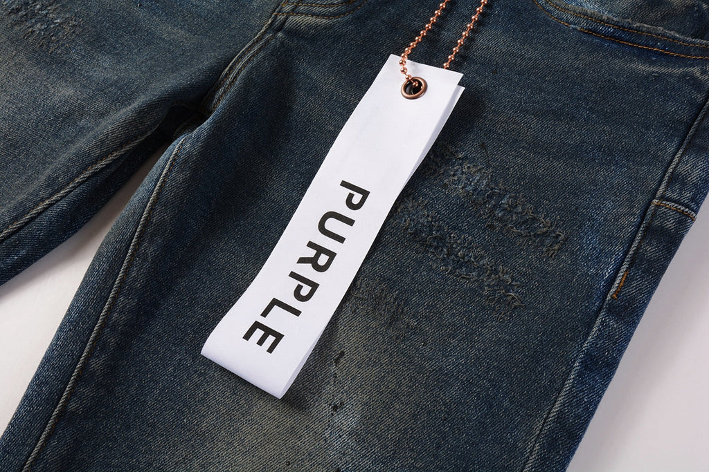 PURPLE  Mens Purple Ripped Jeans Skinny Slim Fit Denim Pants Designer Flared Jeans for Men 9009