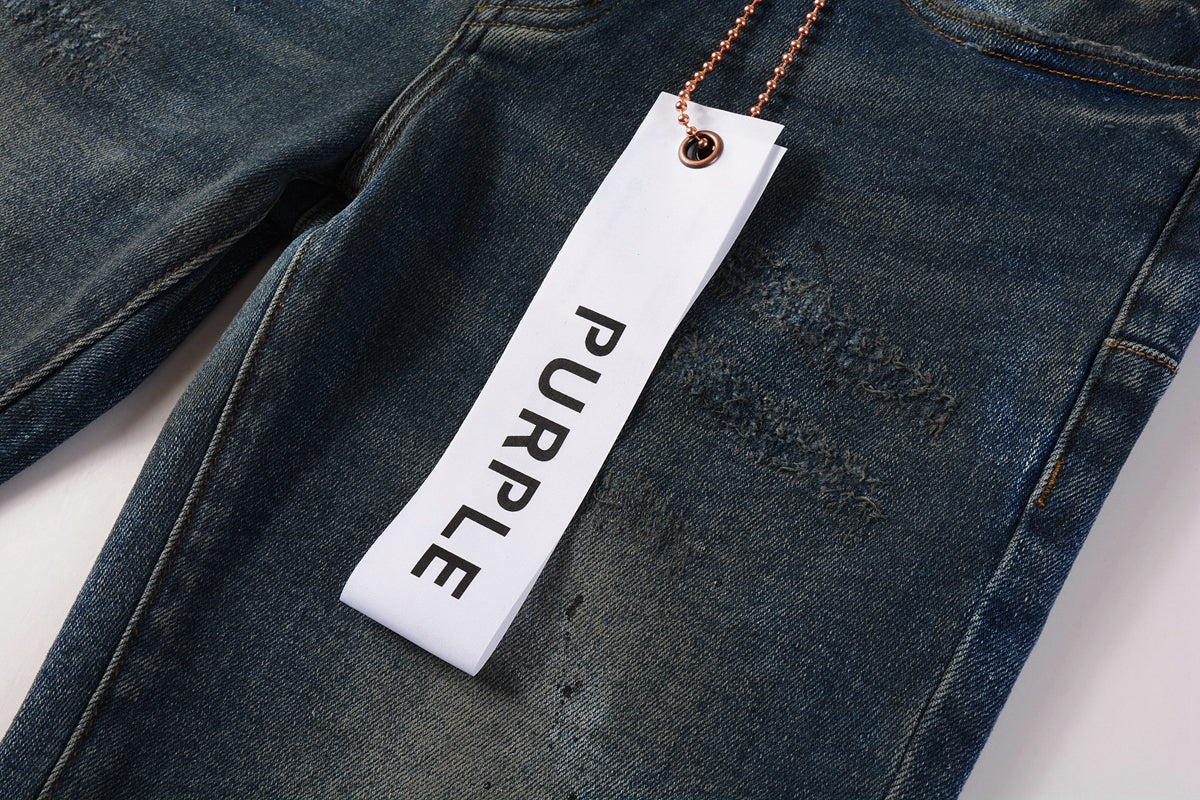 PURPLE  Mens Purple Ripped Jeans Skinny Slim Fit Denim Pants Designer Flared Jeans for Men 9009