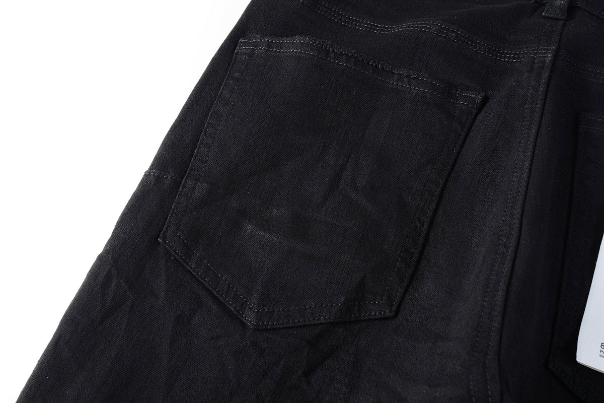 PURPLE  Men Streetwear Skinny Jeans Black Wash with All-Over Metallic Gold "P" Print 9008
