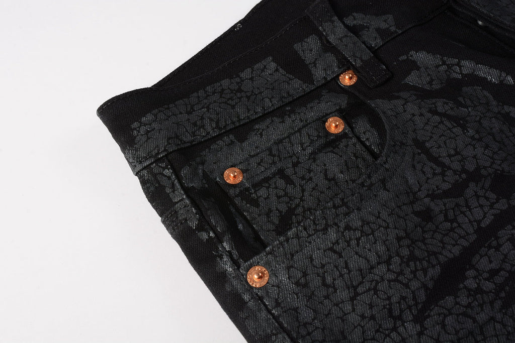 PURPLE  Jeans Coating Texture Personalized Fashion Trend High quality pants 9026